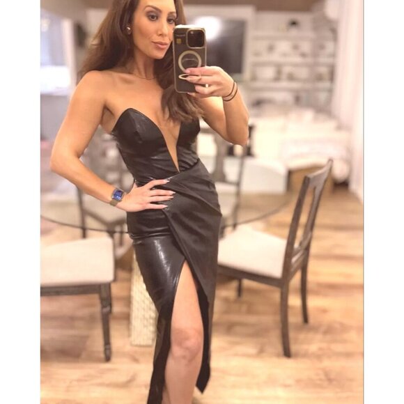 Michael Costello x REVOLVE Jake Gown in Plum Small New Womens Vegan Faux Leather - Picture 8 of 11